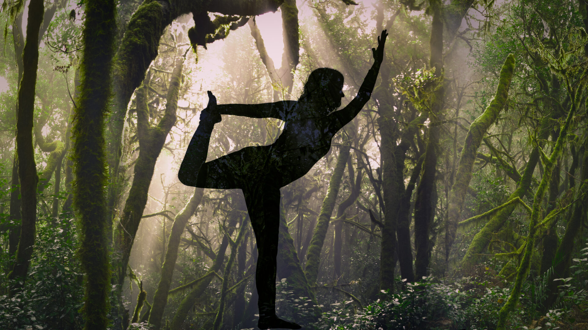 Elke im Dschungel in der Tänzer-Asana